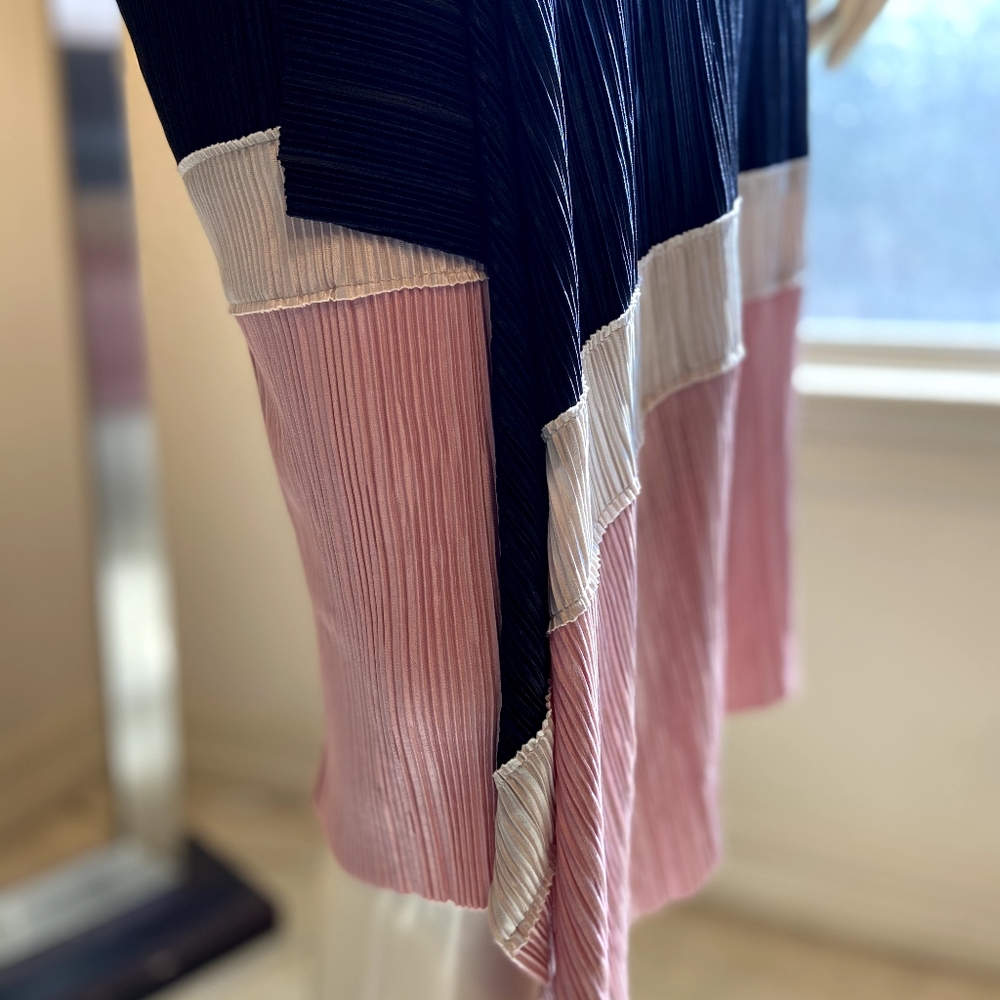 Alfani Asymmetric Pleated Colorblock Midi Skirt - Picture 2 of 4